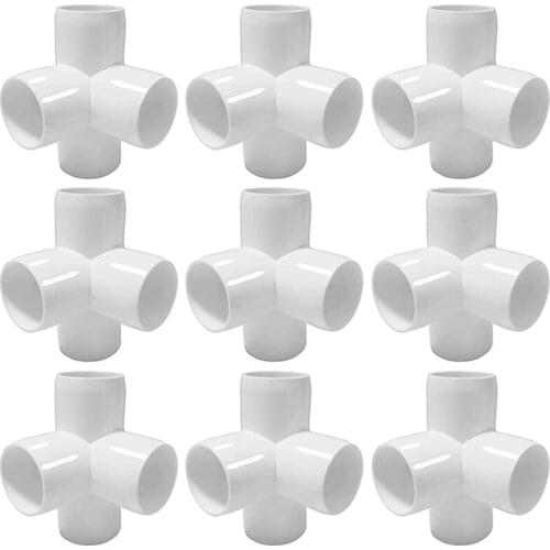 4Way 1/2 in Tee PVC Fitting Elbow - Build Heavy Duty PVC Furniture - PVC Half Inch Elbow Fittings [Pack of 12]