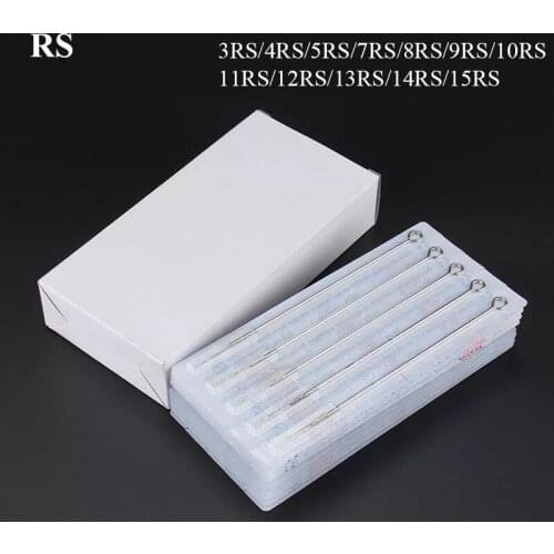 50PCS Professional Tattoo Needles 3/4/5/7/8/9/10/11/12/13/14/15 RS Size Disposable Assorted Sterile Tattoo Needles 0.35mm