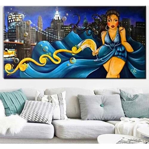 5D Diy Diamond Mosaic Fat Lady Night scenery Diamond Painting Cross Stitch Kits girl Embroidery Full Rhinestone Home Decoration