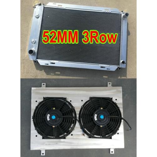Aluminum Radiator + Shroud Fans For 1979-1993 Ford Mustang Futura/Fairmont GT-350/GT/GLX/LX/L/SVT/SVO/Ghia 2.4/3.8/5.0L I6/V6/V8