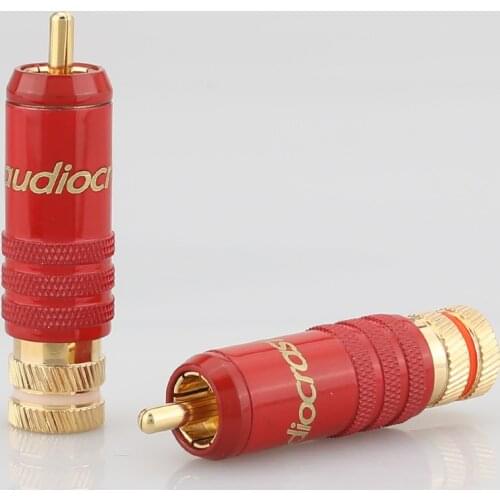 Audiocrast 4pcs R001 24K Gold Plated RCA PLUG Audio Amplifier Adapter Connector For DIY Audio Cable HIFI