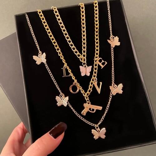 FNIO Bohemian Multilayer Necklaces For Women Men Butterfly Portrait Coin Crystal Pearl Chokers Necklace Trendy New Jewelry Gifts