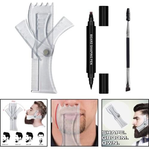 Beard Pen Cover Facial Hair Patches Naturally Groomed for Men,Sharpen Fill and Define Side Burns Black Beard Filler Pen