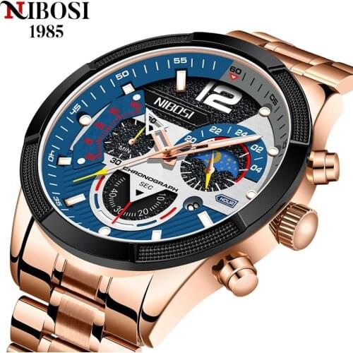 NIBOSI 2021 New Watch For Men Top Brand Luxury Fashion Quartz Analog Wristwatches Sport Waterproof Chronograph Relogio Masculino