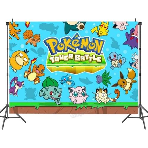 Pokemon Photography Backdrop Anime 3D Printed Pikachu Party Backdrop Happy Birthday Background Wall Decoration Kid Girl Boy Gift