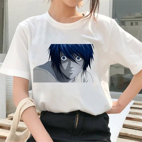 Womens T-shirt Cartoon Anime Short Sleeve Death Note Harajuku Aesthetic Print Streetwear Hip Hop Cotton Dropshipping Clothes