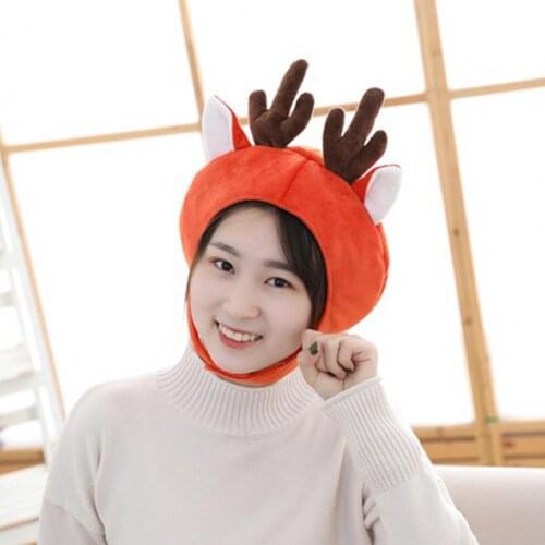 Cartoon Elk Headgear Cosplay Tricky Hat Plush Doll Toy Photo Shooting Props