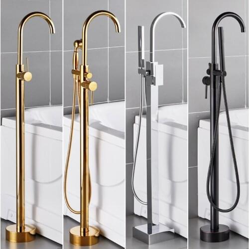 Chrome Bathtub Standing Faucet Bathroom Shower 360 Rotation Spout with Flexible Hand Tap Mixer Shower Bathroom Crane