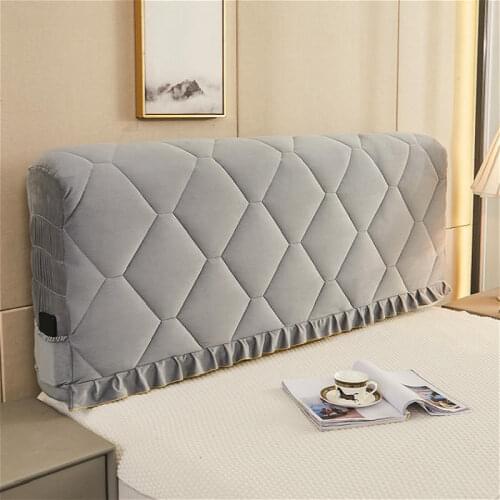 Crystal Velvet Bed Head Cover All-inclusive Super Soft Smooth Thickening Headboard Cover Solid Color Bed Back Dust Protector