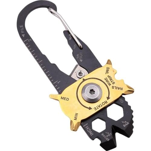 20 In 1 Pocket Outdoor Multi Tools Portable EDC Gear Multipurpose Fixr Multifunction Carabiner Tools Camping Key Ring Tools