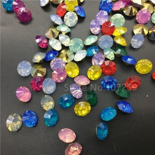 TopStone 8mm 10mm Resin Opal Round Chaton Rhinestones