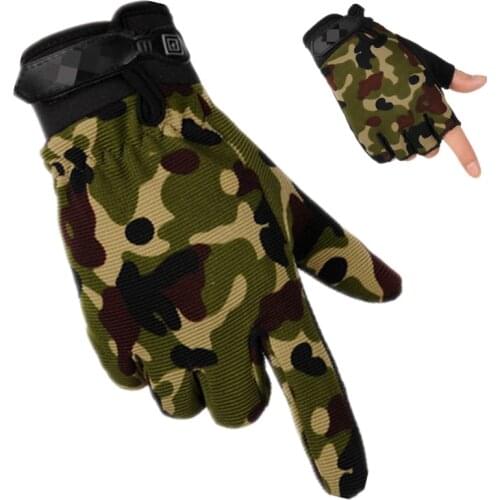 Lightweight Breathable Camouflage Mens Gloves Men Women Driving Gym Anti-Slip full / half finger Tactical Fingerless Gloves