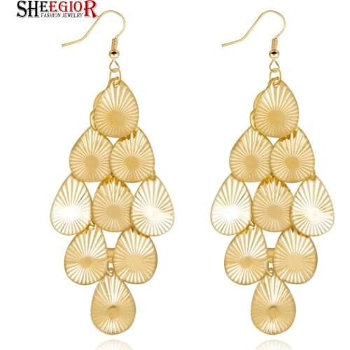 Lovely Golden Silver color Leaf Drop Long Earrings for Women Accessories Boho Simple Leaves Dangle Earring Fashion Jewelry Gifts
