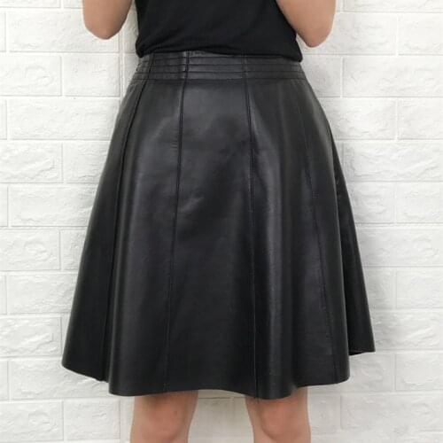 Genuine Leather Mini Saia Skirts Womens Real Sheepskin Skirt Elegant Ladies Office Wear Korean Spring Clothes LWL1600