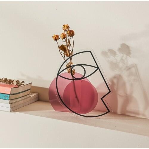 Minimalist Acrylic Vase Abstract Table Modern Transparent Creative Plant Container Decoracao Casa Living Room Decoration EF50FP