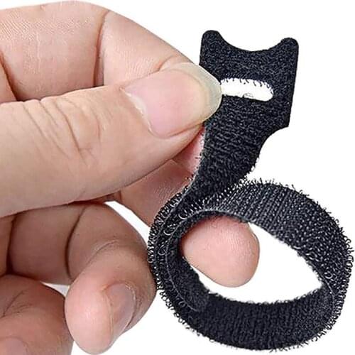 30 Pieces Of 12*200mm Data Cable Management With Reusable Cable Tie Nylon Hook Loop Organizer Tool Cat Head Shape