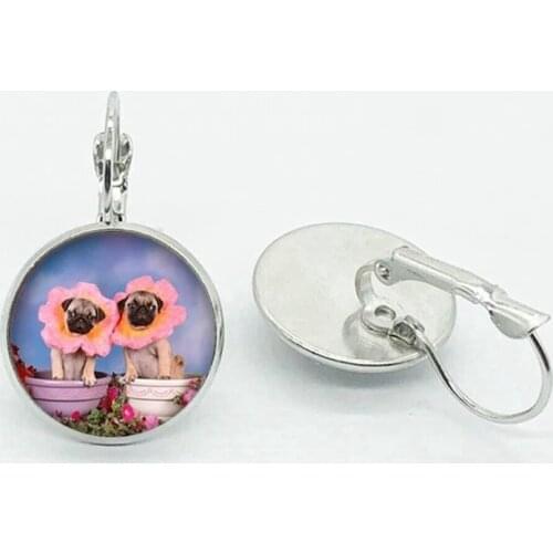 Fashion Cute Animal Cartoon Style Glass Earrings Cute Animal Pug Earrings Gift Jewelry For Kids Kids