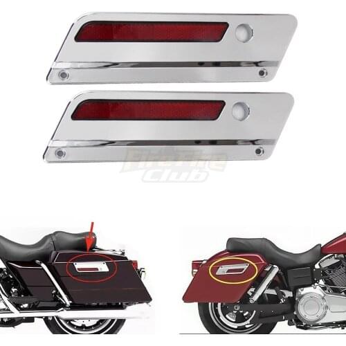 2 Colors Motorcycle Left&Right ABS Cut Saddlebag Latch Side Cover With Red Reflector For Harley 1994-2013 Touring Electra Glide