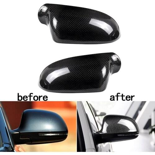 1 Pair Car Mirror Covers Real Carbon Fiber Protection Decoration Cap For Audi A3 8P A4 A5 B8 8K A6 C6 4F A8 D3 Q3 2008 2009 2010