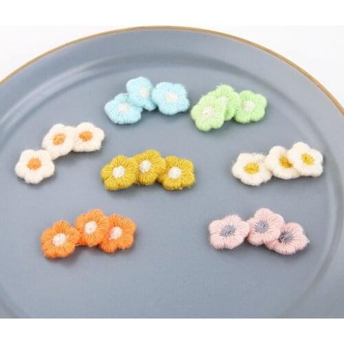 Newest 100pcs/lot 14mm color print weave cartoon flowers shape florals diy jewelry earring/garment accessory