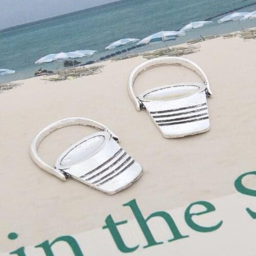 10pcs Silver Color Bucket Charms Making Waterpot Tool Pendant Keychain Bracelet Handcraft Jewelry Supplies 21x18.5mm A3344