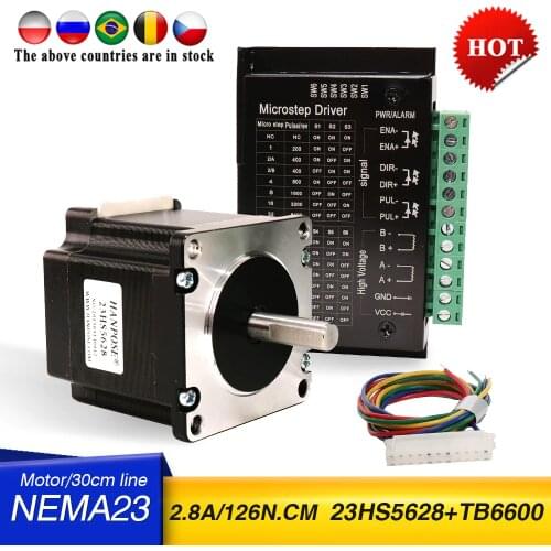 Free shipping Nema23 23HS5628 Stepper Motor 57 motor 2.8A with TB6600 stepper motor driver NEMA17 23 for CNC and 3D printer