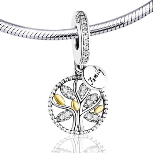 Round Shape Leaf Charm Bracelet DIY Beads 925 Sterling Silver Fit Bracelet Charms Silver 925 Original Beads For Jewelry Making