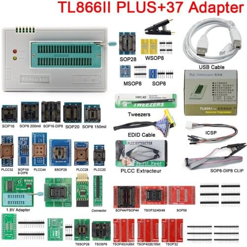 XGECU 100% Original Minipro TL866ii Plus + 28 Adapters EEPROM Universal Bios USB programmer