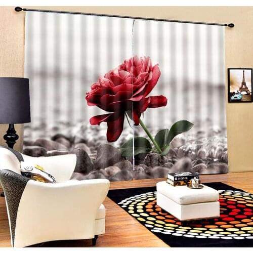 Rose Plant Landscape 3D Printing Curtain Adult Bedroom Curtain Living Room Curtain Shade Fabric Custom Hook Decorative Curtain