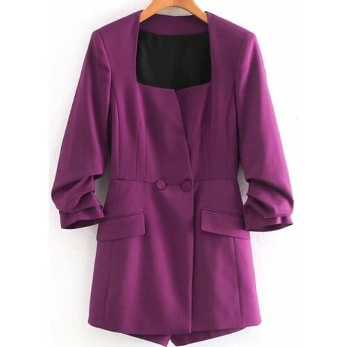 Female Jumpsuits Women 2021 Chic Fashion Double-Fabric Playsuits Vintage Square Collar Three Quarter Sleeve