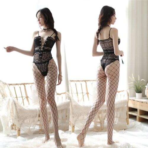 New sexy lingerie female sense lace slimming thin belt straps perspective temptation open crotch one-piece suit body suits