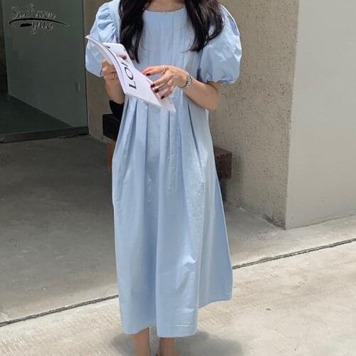 New Summer Loose Maxi Dress 2021 Vinatge Elegant Vestidos Women Long Dress Korean Candy Color Party Female Dresses 15093