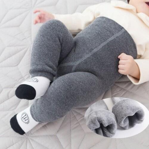 Winter Baby Terry Pants Toddler Warmer Elasticity Baby Girls Trousers Fashion Cotton Solid Color Big PP Baby Legging high waist