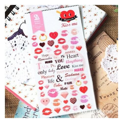 1Pc Creative Kiss Me Love Series 3D Decorative Sticker Diary Scrapbook Label DIY Phone Stationery Stickers