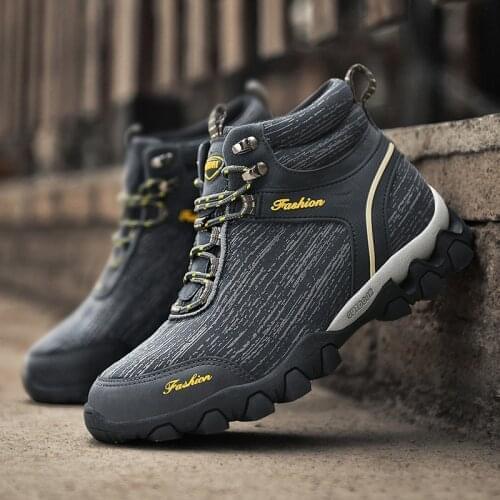 2021 Waterproof Men Outdoor Boots Fur Keep Warm Hiking Sports Shoes For Men Non Slip Snow Trekking Boots Men chaussures de sport