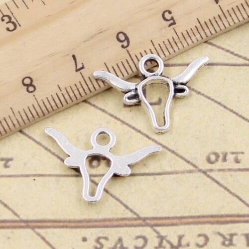 30pcs Charms Hollow Bull Ox Head 16x23mm Tibetan Silver Color Pendants Antique Jewelry Making DIY Handmade Craft