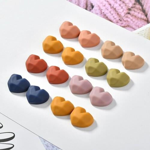 Min order 50pcs/lot color geometry 3D hearts shape resin flatback beads charms diy jewelry earrings pendant accessory