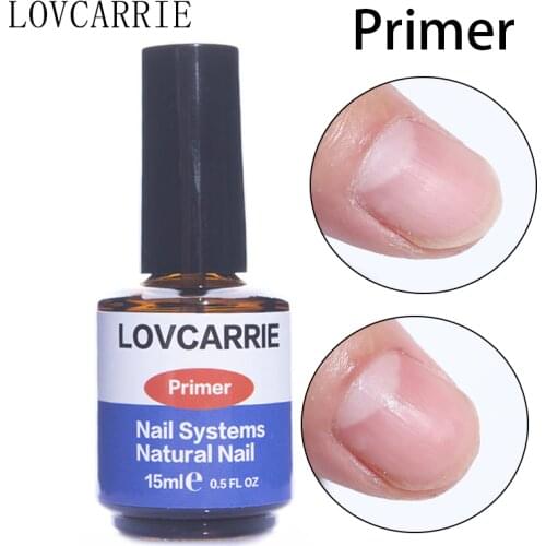 LOVCARRIE 15ML Acrylic Nail Primer Bonder No Acid Nail Dehydrator Gel Base Coat for Nails UV Gel Polish Manicure Nailart Set