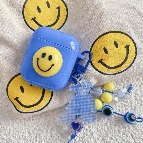 Earphone Cases For Apple Airpods 2 Pro Case Cute Smiley Soft Silicone with Bear Heart Keychain For Air Pods 3 1 Headphone Cover