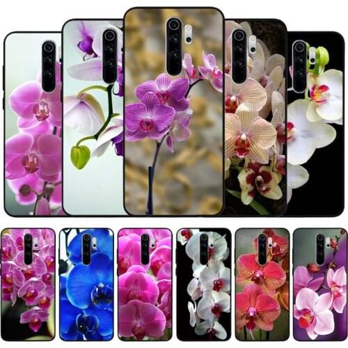 Orchid Flowers black Silicone Phone Case For Redmi note 9 8 7 Pro S 8T 7A Cover