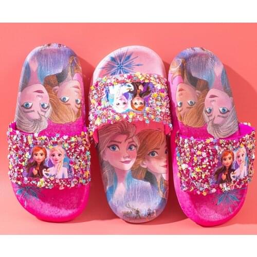 Disney Childrens 2021 Shoes Baby Slippers Summer Cartoon Mickey Inner Non-slip Boys and Girls Baby Cool Minnie Slippers