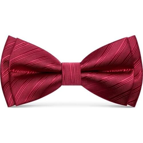 Designer Brand Top Quality Wine Red Bowtie For Men Groom Wedding Party Butterfly Bow Tie Polyester Silk Two Layer Gift Box Black