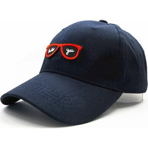 Cartoon Glasses Embroidery Cotton Baseball Cap Hip-hop Cap Adjustable Snapback Hats for Men and Women 290