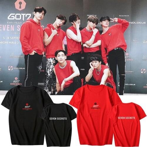 Summer Style GOT7 SEVEN SECRETS Tour Printing O-Neck Short Sleeve T Shirt Kpop Unisex Loose T-shirt Lovers Top Tees PT1160