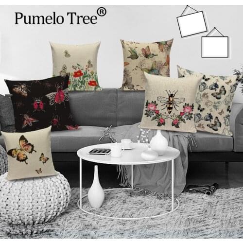 Cartoon Butterfly Pillow Cover Flower Sofa Decorative Cushion For Living Room Dragonfly Bee Home Decor Sofa Pillows Case Covers