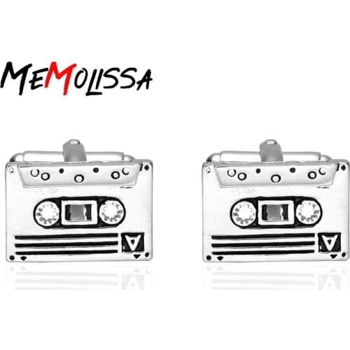 MeMolissa Hot Sale Magnetic Tape Design French Cufflinks for Mens Silver Tape Cuff buttons Fashion Shirt Cuff Links Jewelry