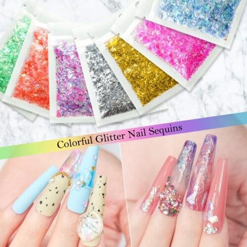 Broken Glass Sticker Nail Water transfer sticker inregular Gradient Chameleon Aurora Nail Foil Manicure Nail Art Laser Paper Dec