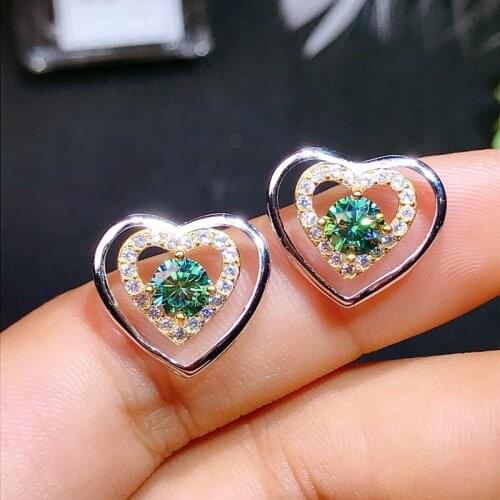 Real Moissanite 925 silver Earrings For Women Stud Earring Total 1ct Each 0.5ct D VVS With Fine Jewelry