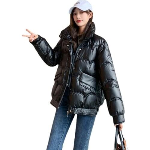 NEW High quality 2021 Winter Jackets Casual Parka Down Padded Jacket Women Parkas Bright Bread Clothes Female Coat Loose Outwear