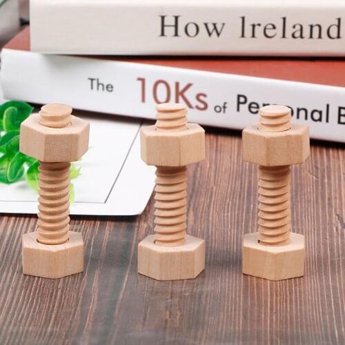 Early Education Educational Screw Nut Assembling Wooden Toy Solid Wood Screw Nut Hands-On Teaching Aid Educational Toy For Child